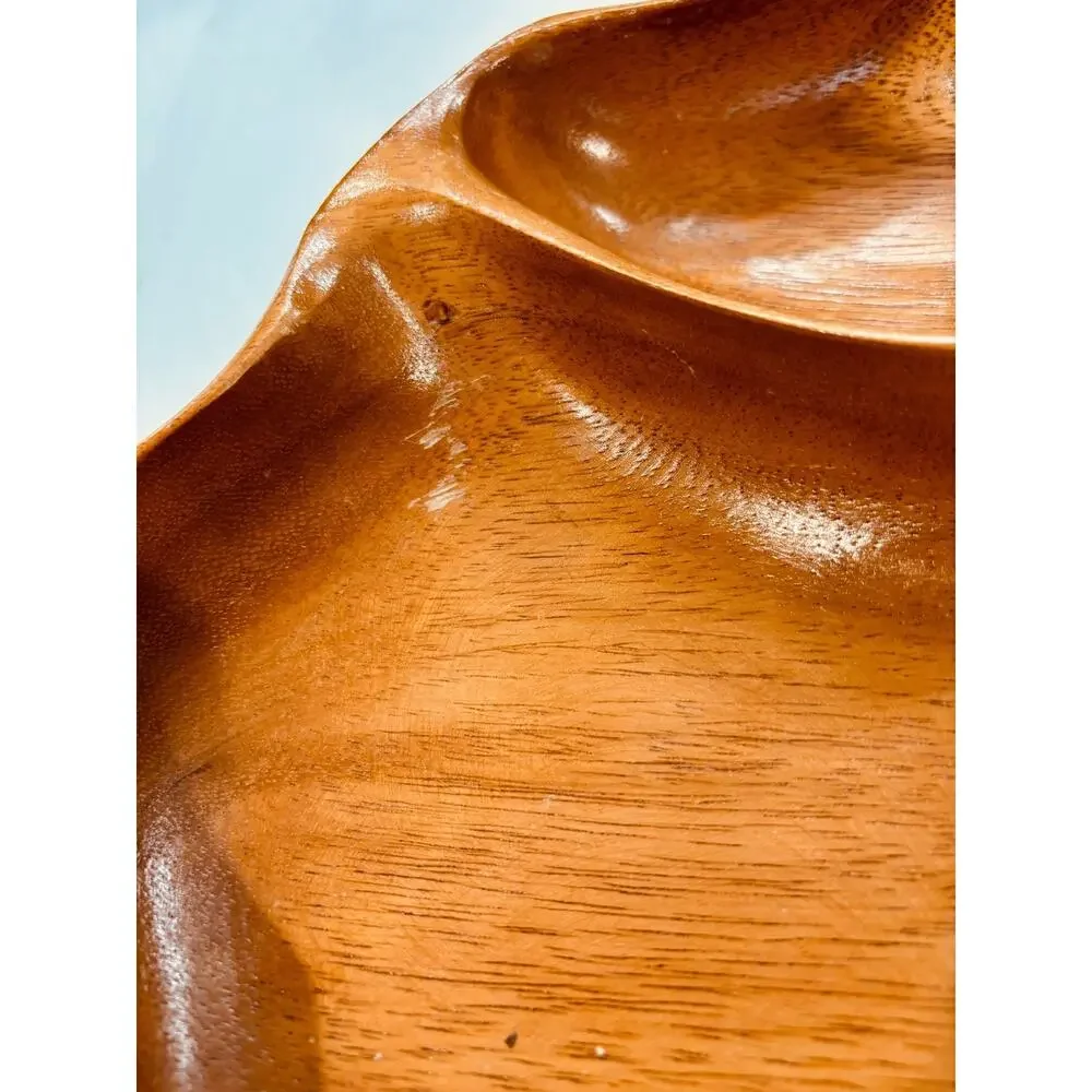 Vintage Kaimana Woods Monkeypod Leaf Divided Serving Tray MCM Philippines